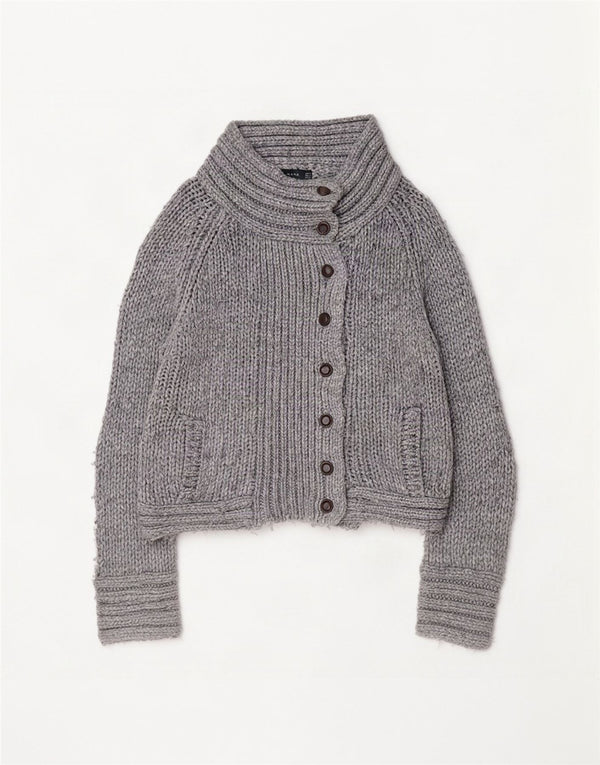 Suéter cardigã feminino Zara UK 14 cinza médio acrílico