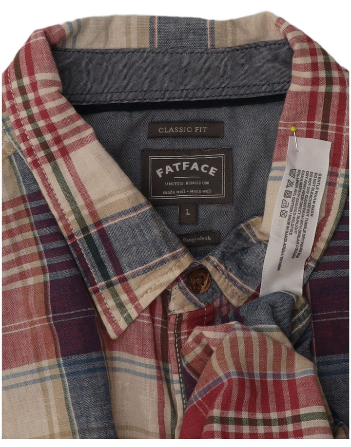 Camisa masculina de manga curta Fat Face Classic Fit grande xadrez multicolorido