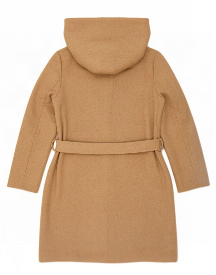 Sobretudo oversized com capuz feminino Zara UK 6 XS poliéster bege