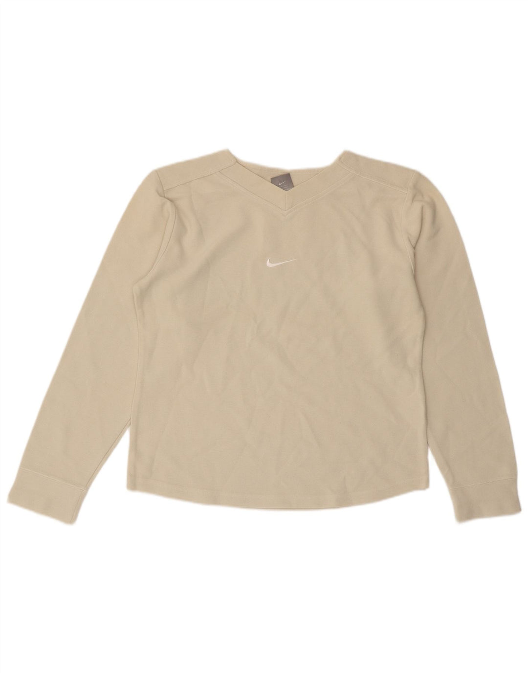Top cropped feminino Nike de manga comprida UK 10/12 médio off white algodão