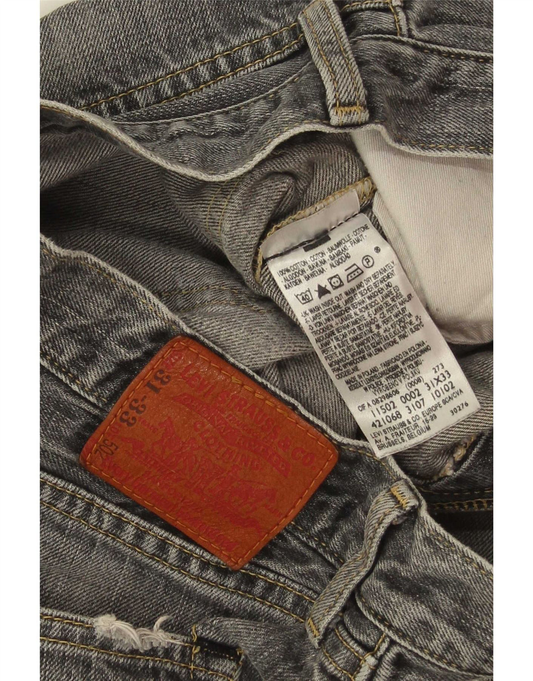 Calça jeans masculina Levi's 502 Tapered W31 L30 cinza algodão