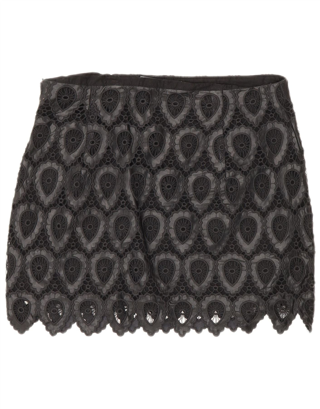 Mini saia feminina Zara grande W30 poliéster geométrico preto