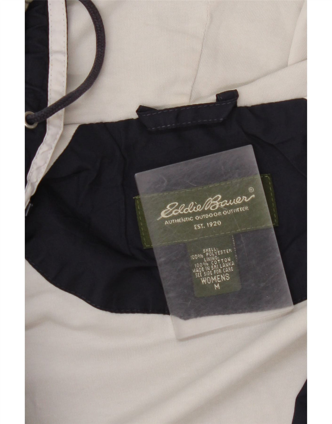 Jaqueta de chuva feminina EDDIE BAUER com capuz Reino Unido 14 poliéster azul marinho médio