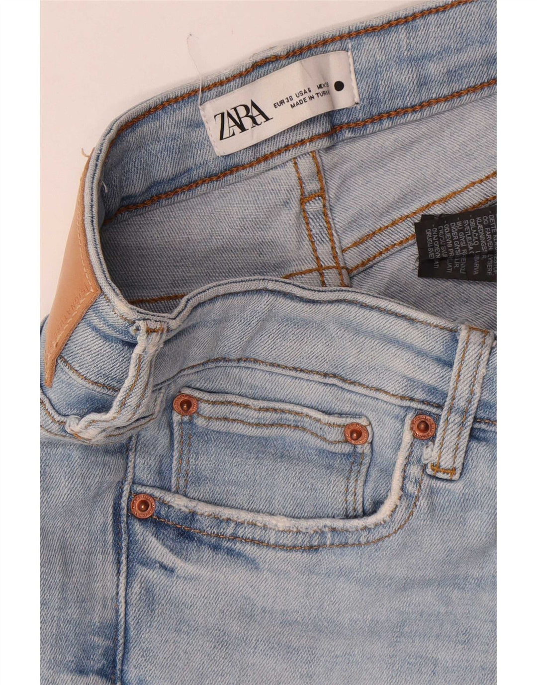 Zara Jeans Slim Feminino EU 38 Pequeno W28 L27 Azul Algodão