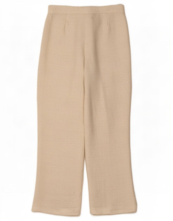 Zara Calça feminina reta casual grande W30 L31 poliéster branco