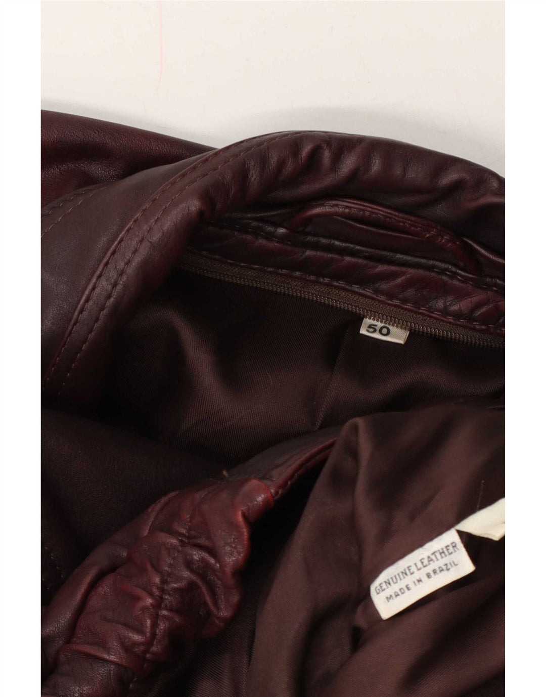 Jaqueta de couro masculina vintage IT 50 grande Borgonha