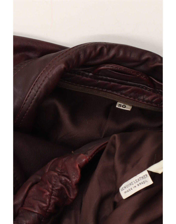 Jaqueta de couro masculina vintage IT 50 grande Borgonha