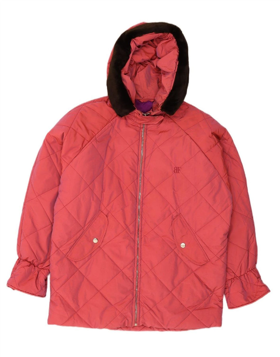 BELFE & BELFE Jaqueta feminina acolchoada com capuz grande IT 46 rosa grande