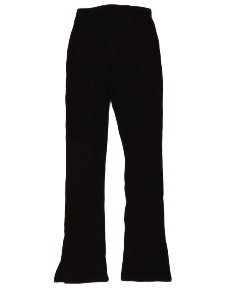 Calça feminina Zara Flare casual pequena W26 L30 poliéster preto