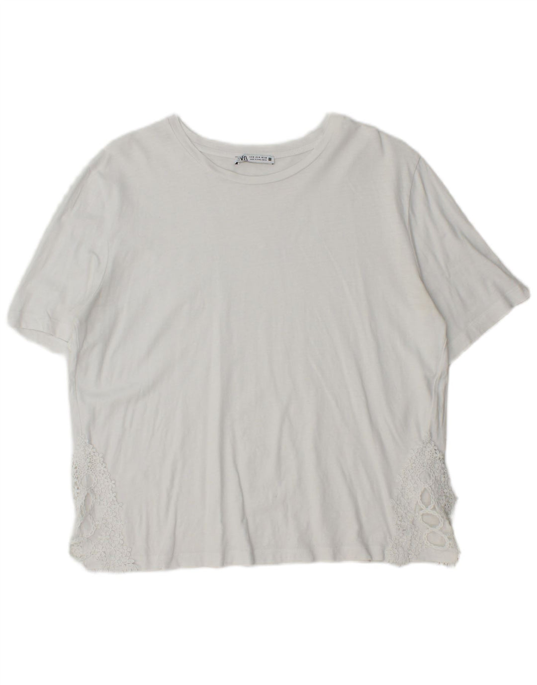 Camiseta feminina ZARA UK 14 algodão branco médio