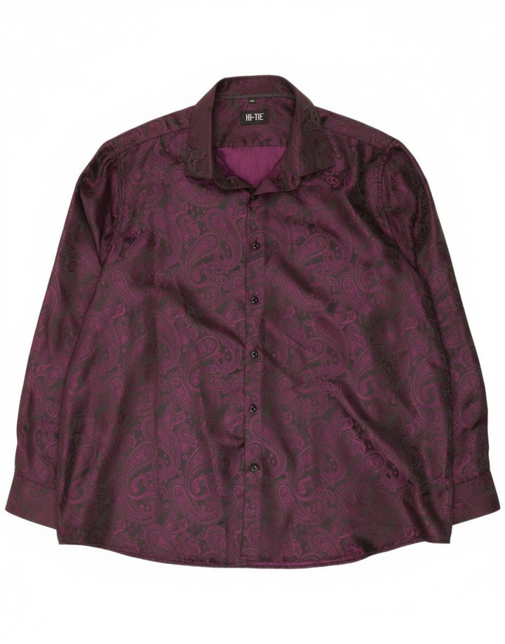 Camisa masculina Hi-Tie 2XL poliéster paisley roxo