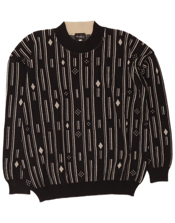 Suéter masculino De Pietri com gola redonda IT 48 médio preto geométrico