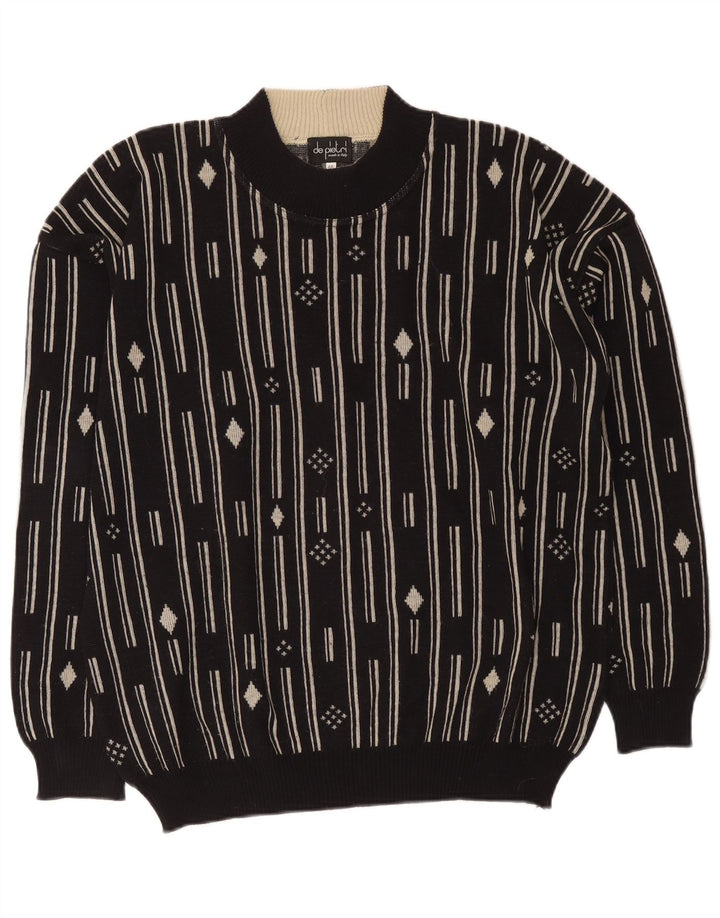 Suéter masculino De Pietri com gola redonda IT 48 médio preto geométrico