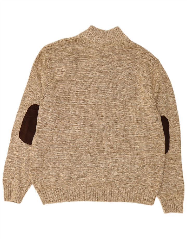 Suéter masculino CHAPS com decote em botão 2XL algodão colorblock bege