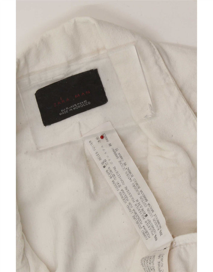 Jaqueta utilitária masculina Zara UK 42 XL poliéster branco
