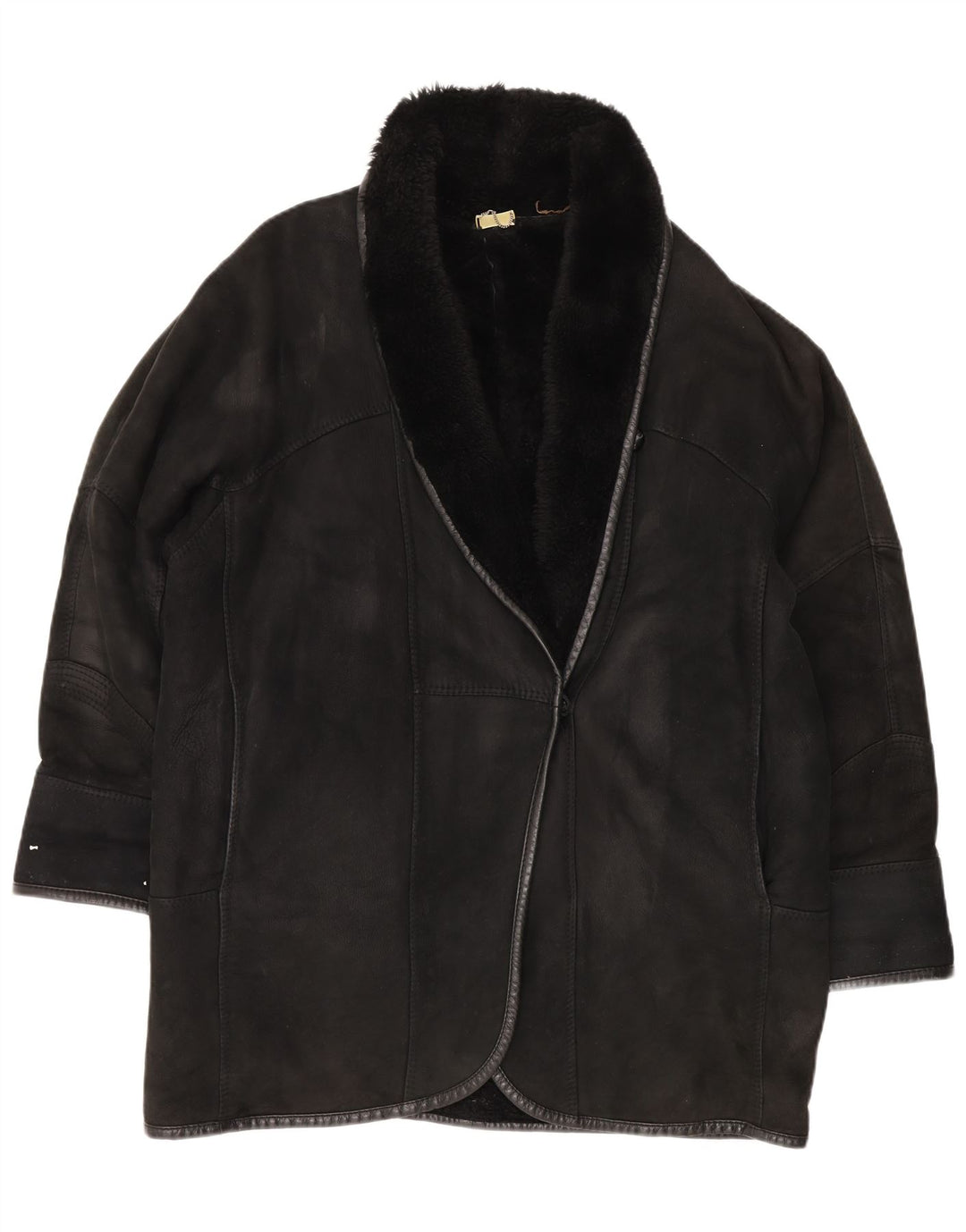CARLA BUTI Casaco feminino oversized shearling IT 44 médio preto shearling