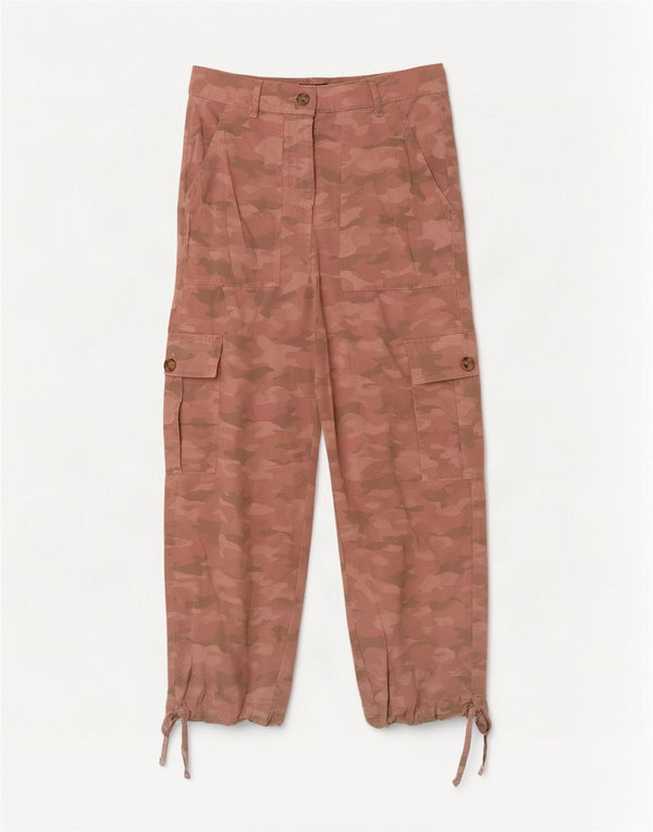 Calça cargo feminina Marks & Spencer UK 6 XS W26 L23 camuflagem rosa