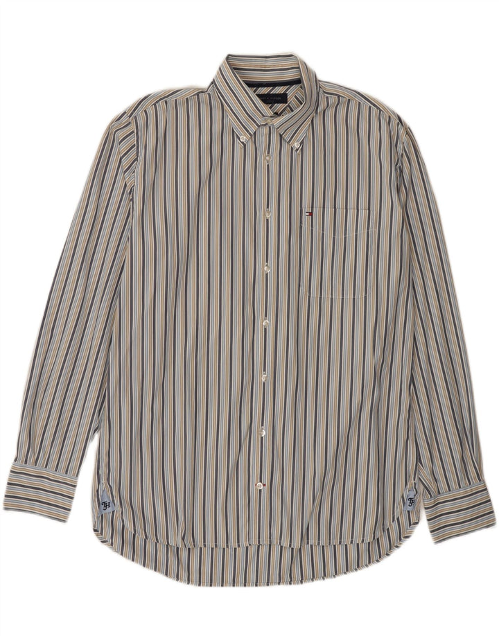 Camisa masculina TOMMY HILFIGER grande algodão listrado multicolorido