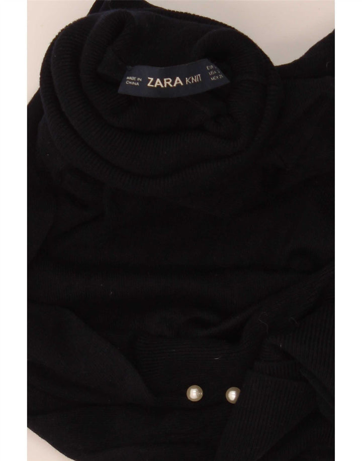 Zara Suéter feminino com gola redonda e gola redonda, 8 pequeno, azul marinho