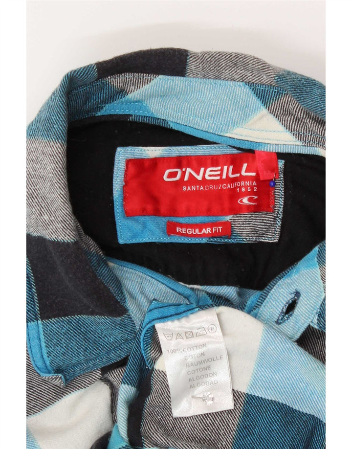 Camisa masculina de flanela de ajuste regular O'Neill de algodão guingão azul médio