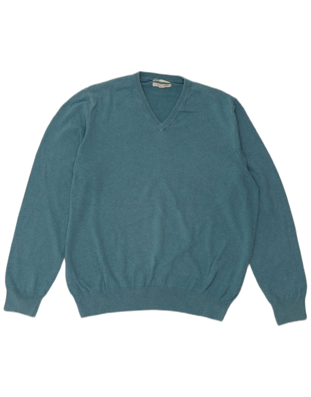Suéter masculino Marks & Spencer com decote em V XL azul algodão