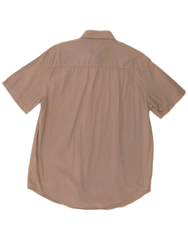 Calvin Klein Jeans Camisa masculina de manga curta grande algodão bege