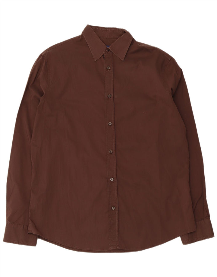 Trussardi Jeans Camisa masculina 2XL algodão marrom