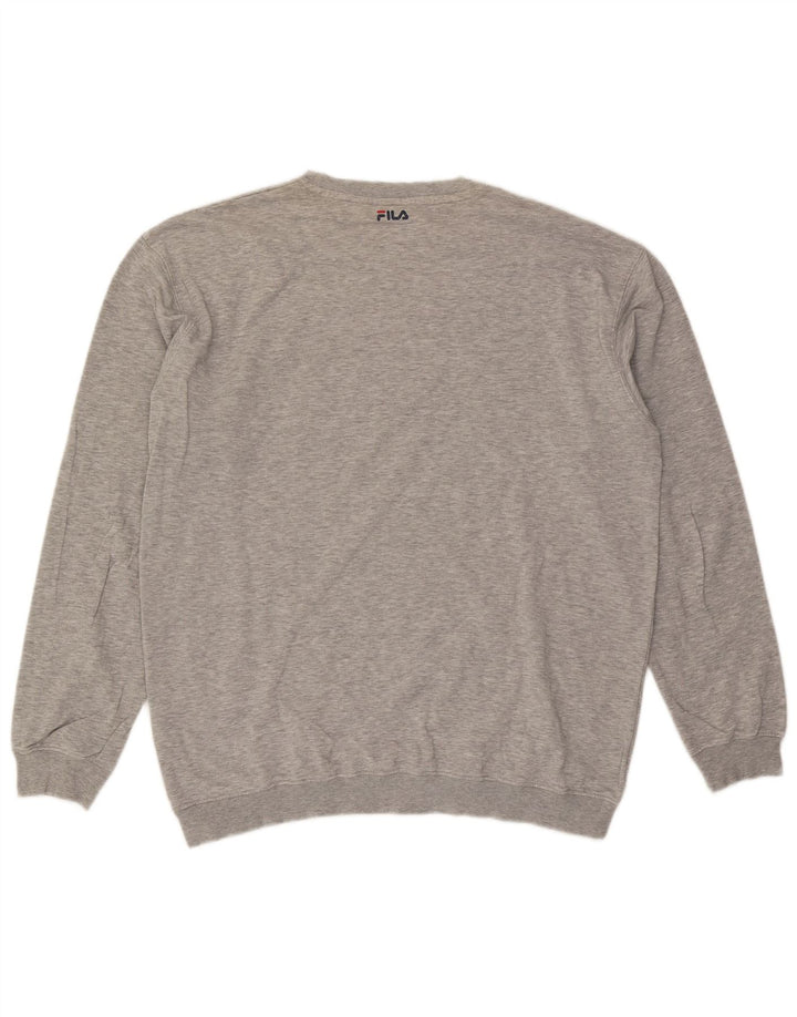 FILA Suéter gráfico masculino grande algodão cinza