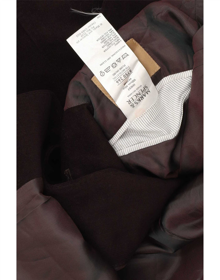 Jaqueta blazer masculina de 2 botões Marks & Spencer Reino Unido 40 poliéster marrom médio