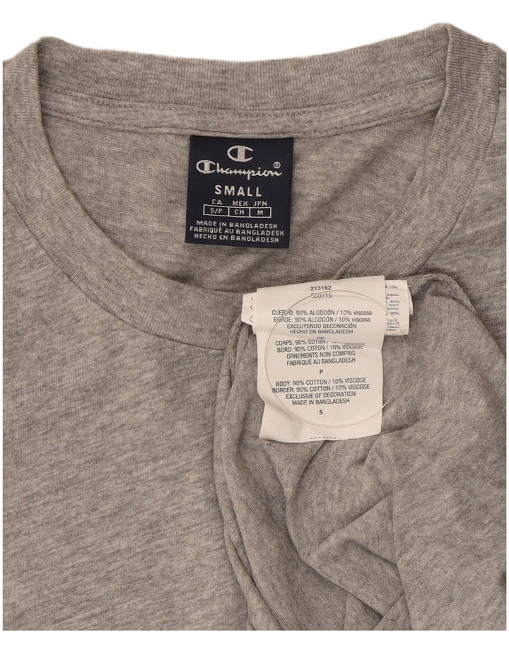 Camiseta masculina Champion pequena de algodão cinza