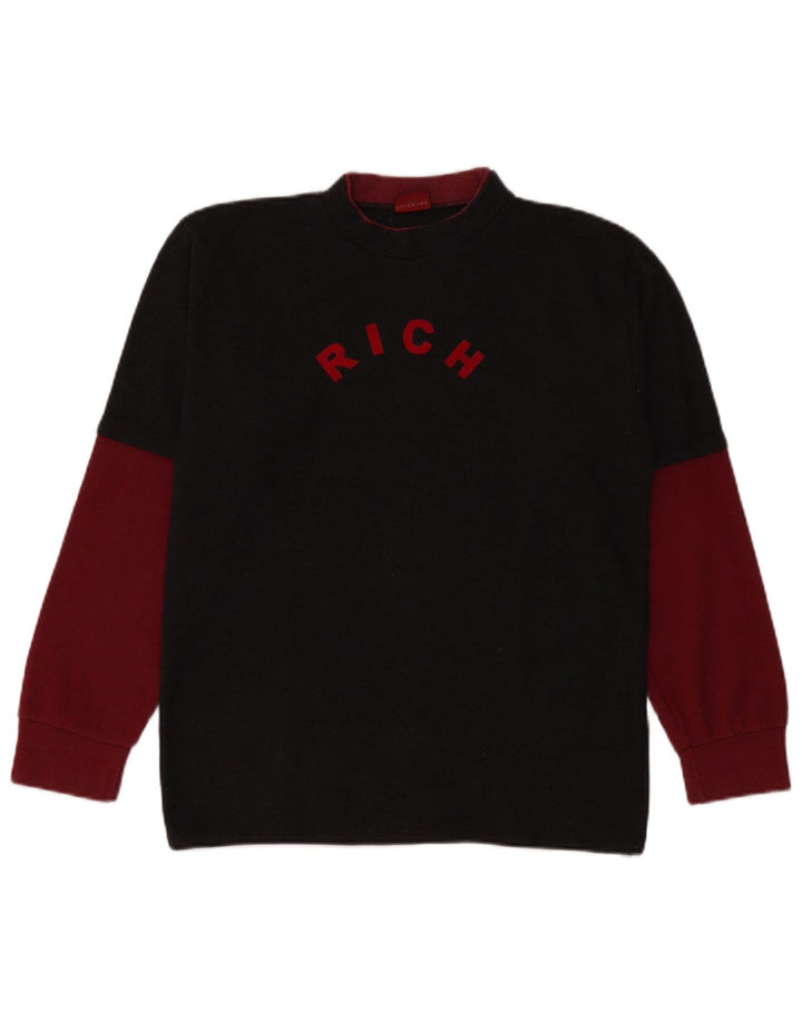 Suéter masculino Richmond com gola redonda e gola redonda médio preto colorblock