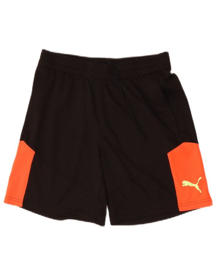 Shorts esportivos masculinos Puma médio preto colorblock poliéster