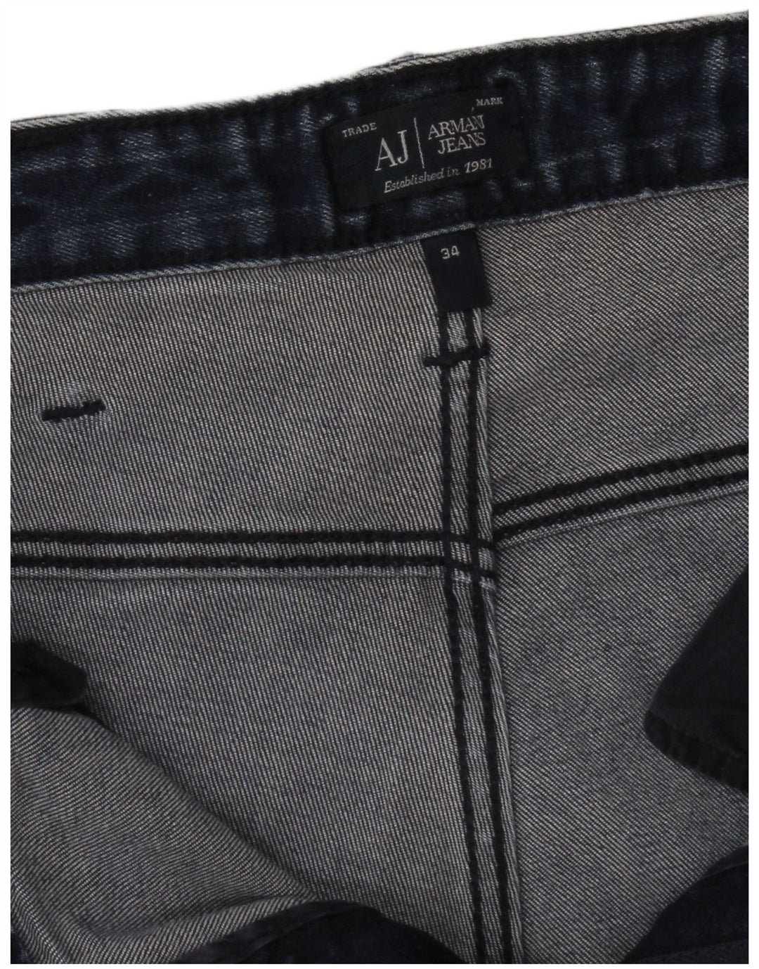 Armani Mens Slim Jeans W34 L31 Azul Marinho Algodão