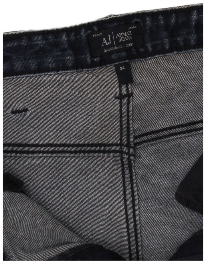 Armani Mens Slim Jeans W34 L31 Azul Marinho Algodão