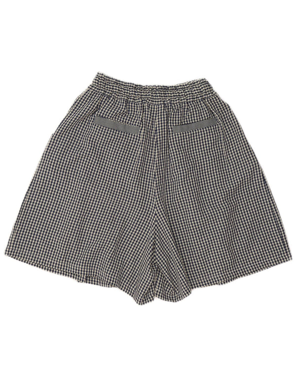 Shorts feminino Wiya de cintura alta tamanho único W26 algodão guingão azul marinho