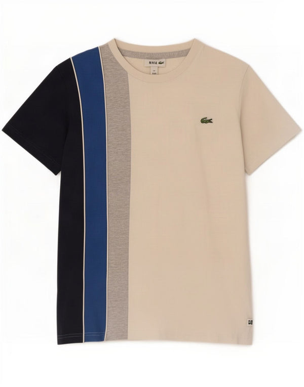 Camiseta masculina Lacoste tamanho superior 2 XS branco algodão colorblock