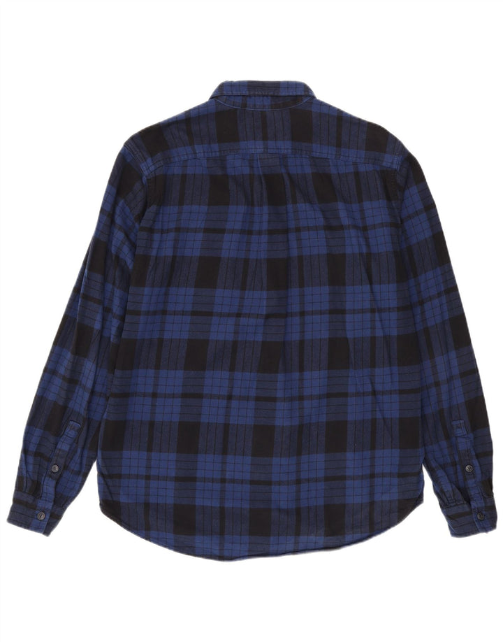 Camisa masculina de flanela alta e relaxada Eddie Bauer grande xadrez azul marinho