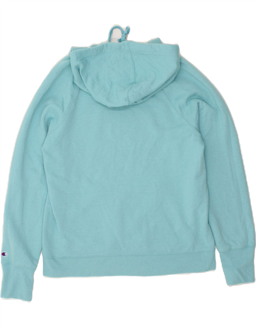 CHAMPION Womens Graphic Hoodie Jumper UK 14 Medium Blue Cotton Vintage Champion and Second-Hand Champion from Messina Hembry 
