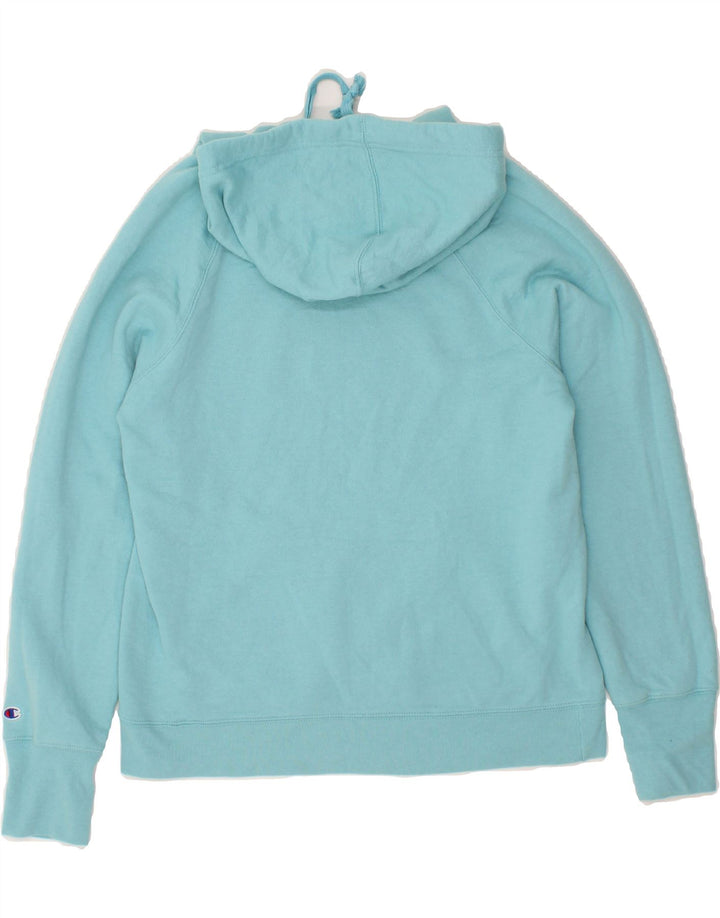 CHAMPION Womens Graphic Hoodie Jumper UK 14 Medium Blue Cotton Vintage Champion and Second-Hand Champion from Messina Hembry 