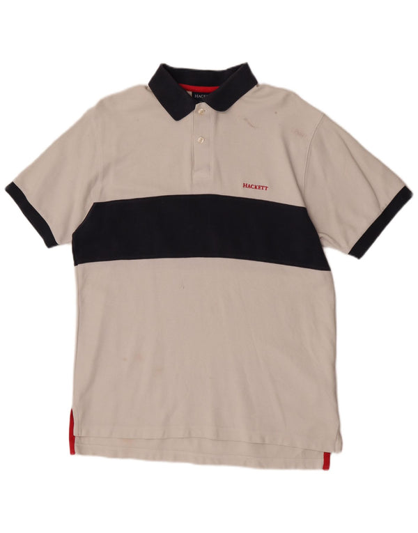 Camisa polo masculina de rugby Hackett médio branco algodão colorblock