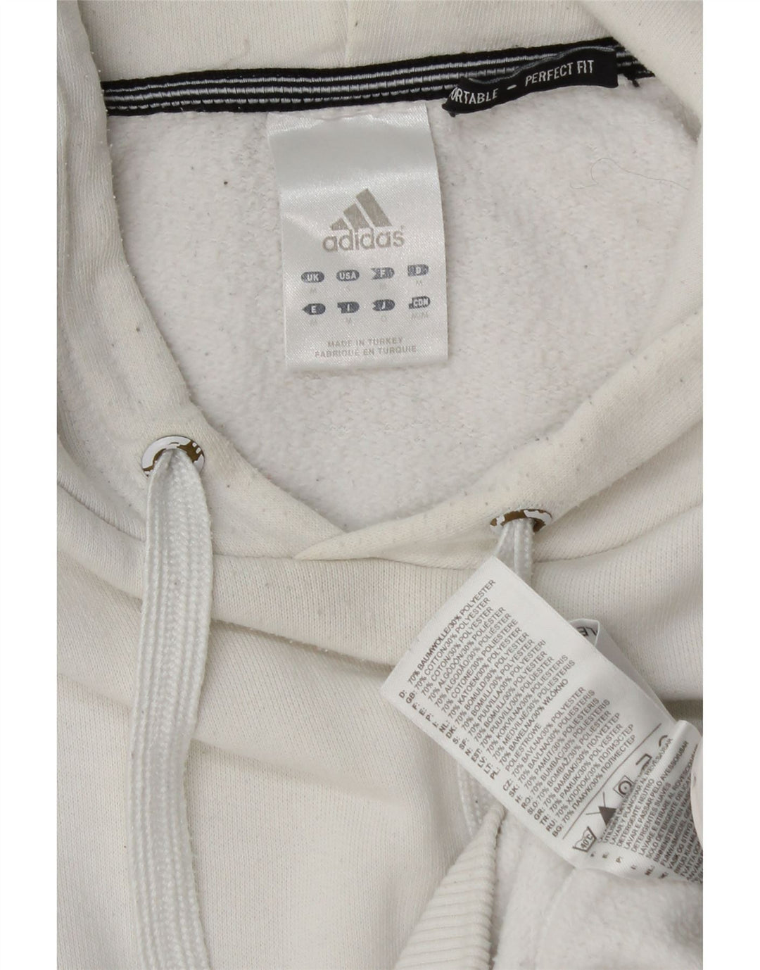 Adidas Mens Hoodie Jumper Médio Algodão Branco