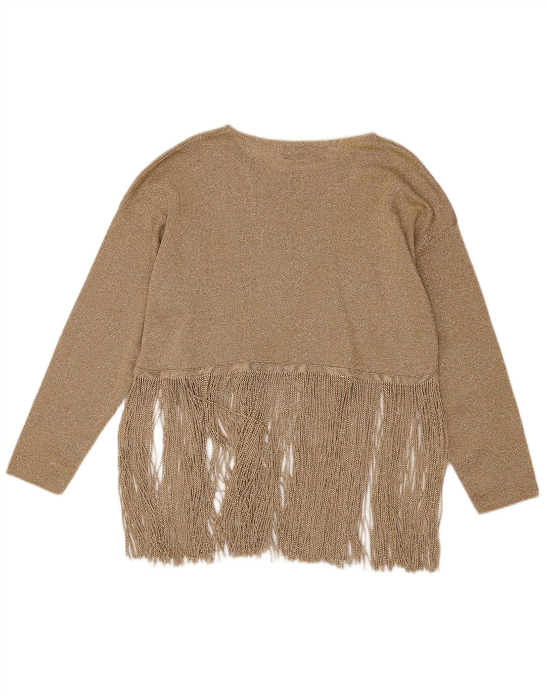 Stefanel Top feminino oversized manga comprida Reino Unido 14 Médio Ouro Cupro