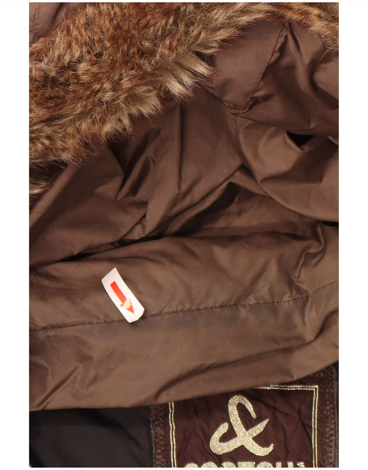 Jaqueta masculina acolchoada com capuz Scotch & Soda UK 40 grande poliamida marrom