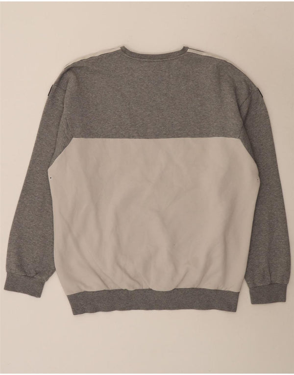 Adidas Mens Moletom Jumper Grande Cinza Colorblock Algodão