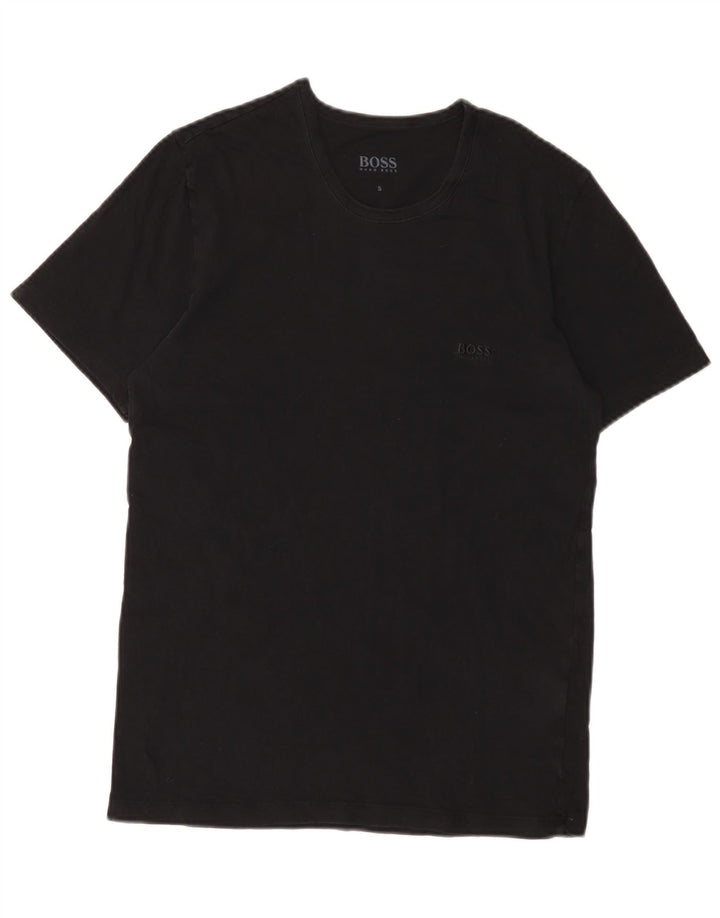 Hugo Boss Mens T-Shirt Top Pequeno Algodão Preto