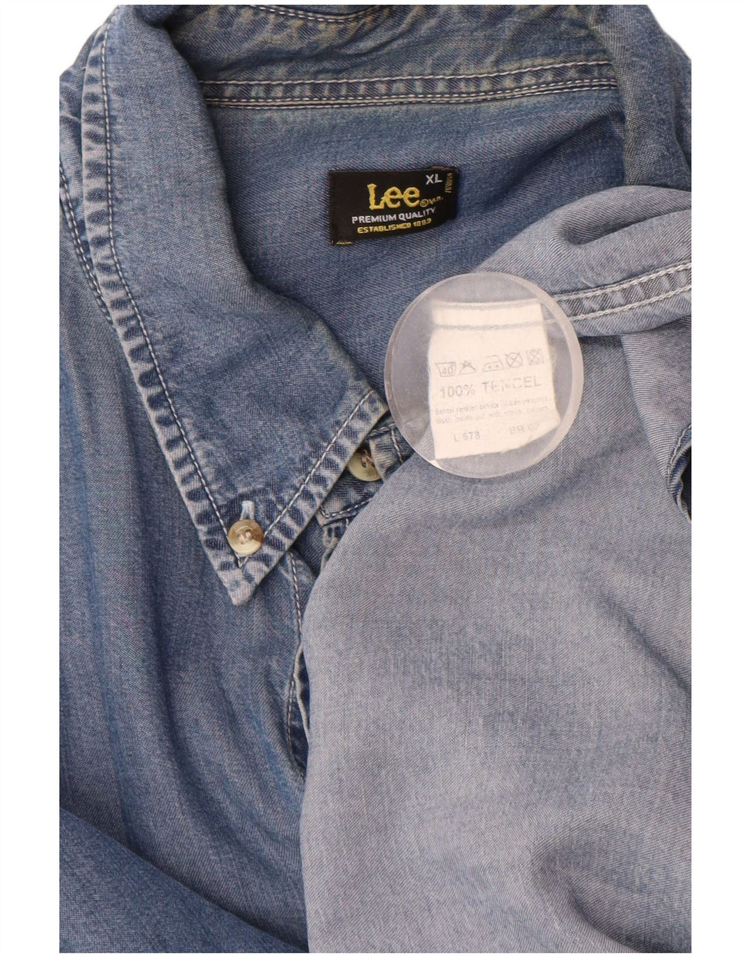 Camisa masculina LEE XL azul Tencel