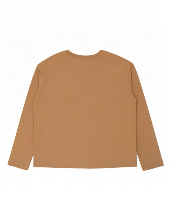John Lewis Top feminino oversized manga comprida Reino Unido 12 algodão bege médio