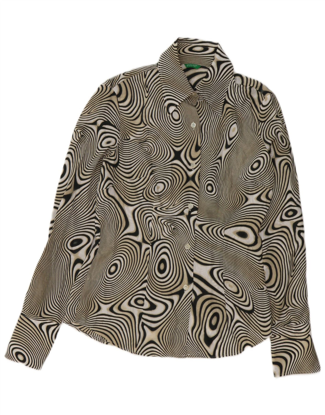 Blusa feminina com estampa abstrata BENETTON Reino Unido 14 médio preto