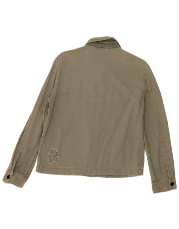 Jaqueta bomber feminina All Saints desgastada Reino Unido 14 médio cáqui Chevron