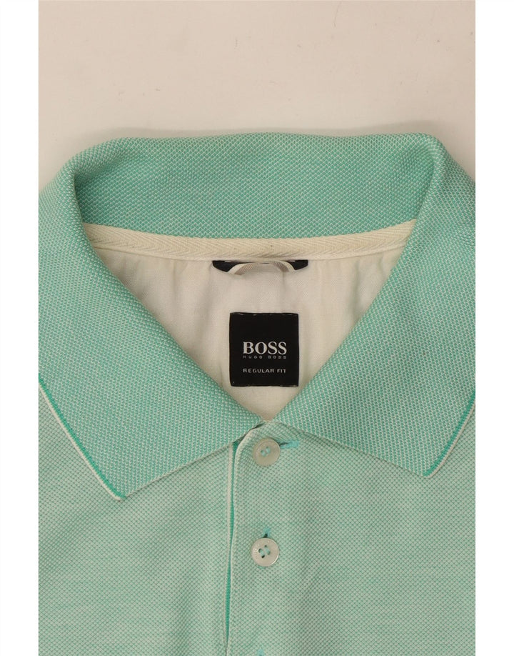 HUGO BOSS Camisa polo masculina de ajuste regular médio turquesa